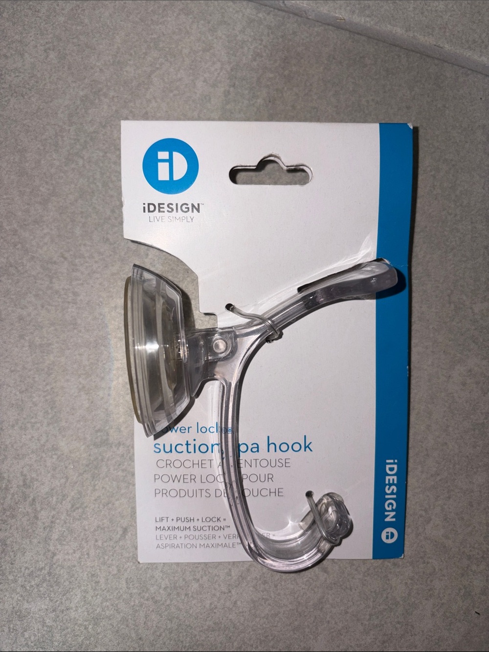 iDesign Clear Suction Spa Hook power pick NEW